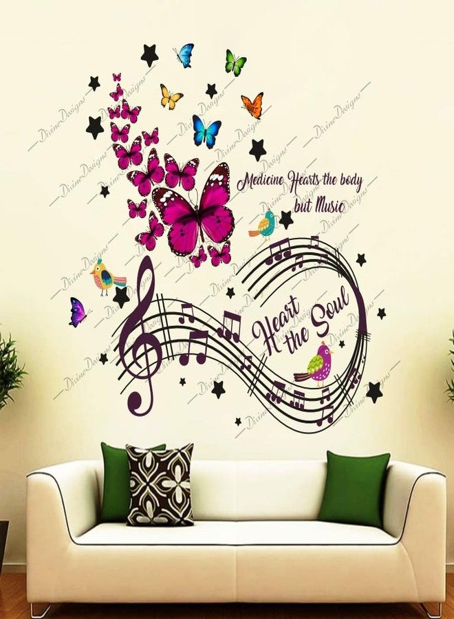 DivineDesigns ملصق حائط ذاتي اللصق من الفينيل PVC من DivineDesigns على شكل فراشات ونوتات موسيقية على شكل قلب الروح لتزيين المنزل/غرفة المعيشة (متعدد الألوان) - Image 2
